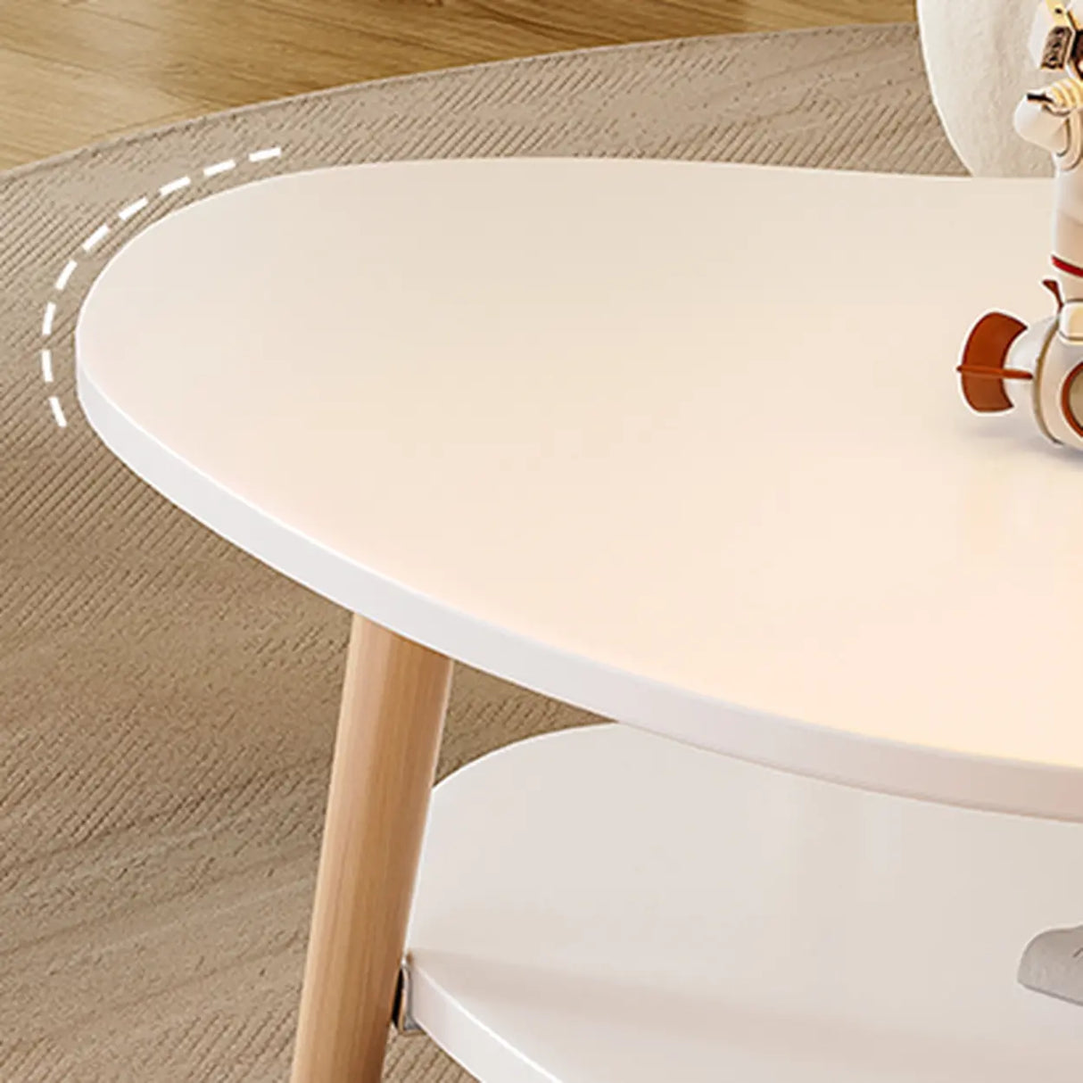 White Wood Free Form Shelf Coffee Table with Four Legs Image - 6