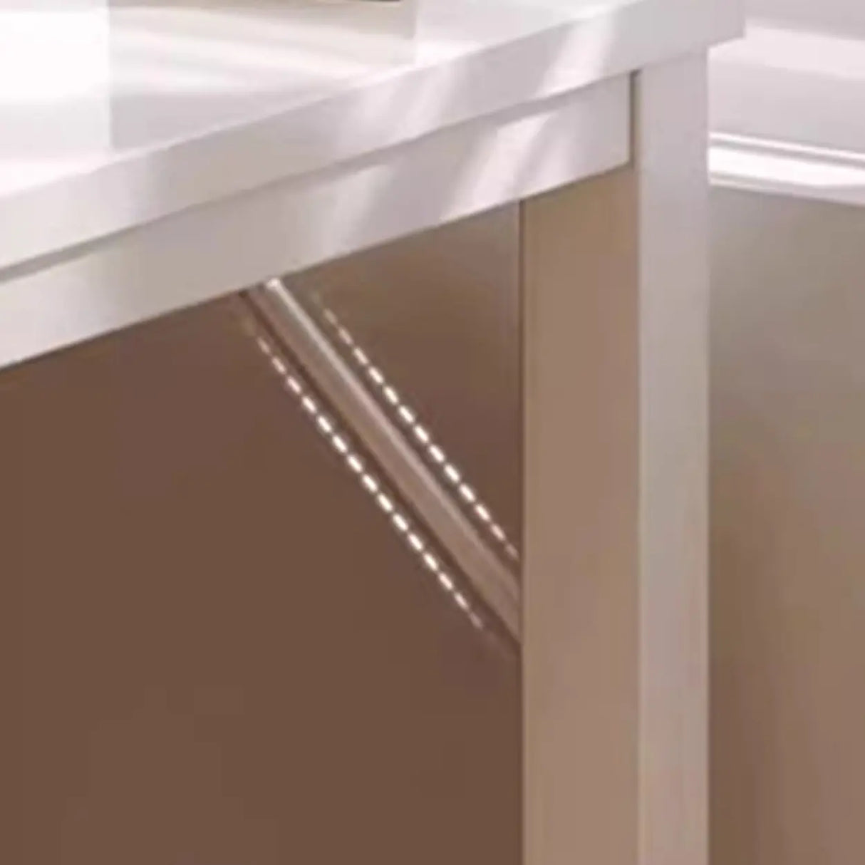 White Wood H-Base Exterior Shelf L-Shape Writing Desk Image - 11