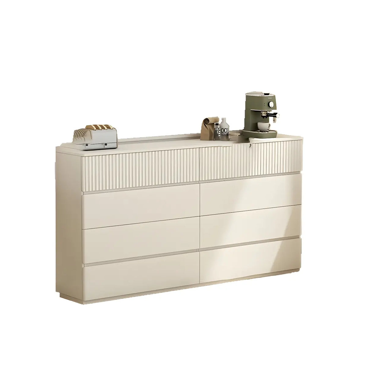 White Wood Horizontal Dresser with Drawers for Bedroom Image - 10