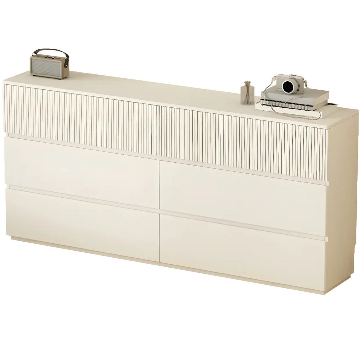 White Wood Horizontal Dresser with Drawers for Bedroom Image - 11