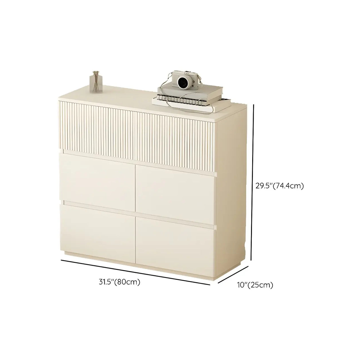 White Wood Horizontal Dresser with Drawers for Bedroom