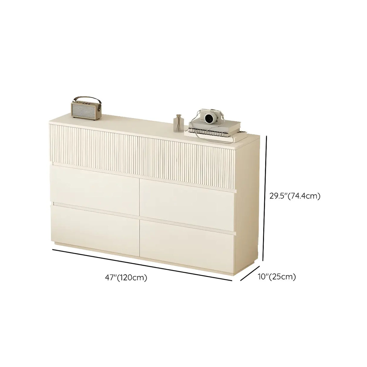 White Wood Horizontal Dresser with Drawers for Bedroom Image - 15