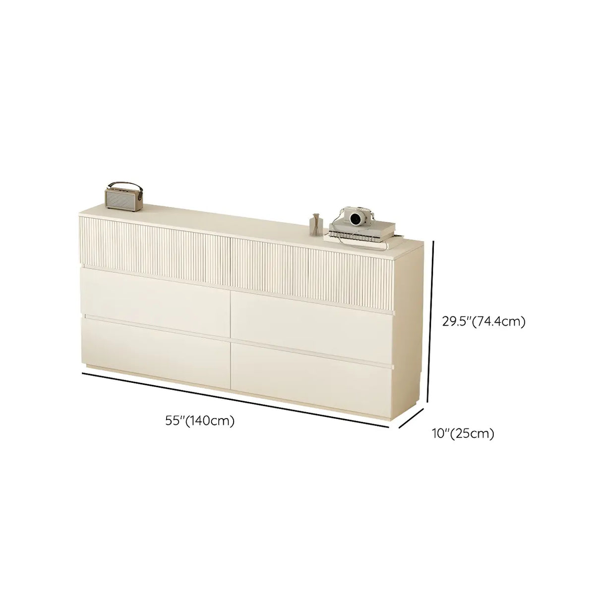 White Wood Horizontal Dresser with Drawers for Bedroom Image - 16