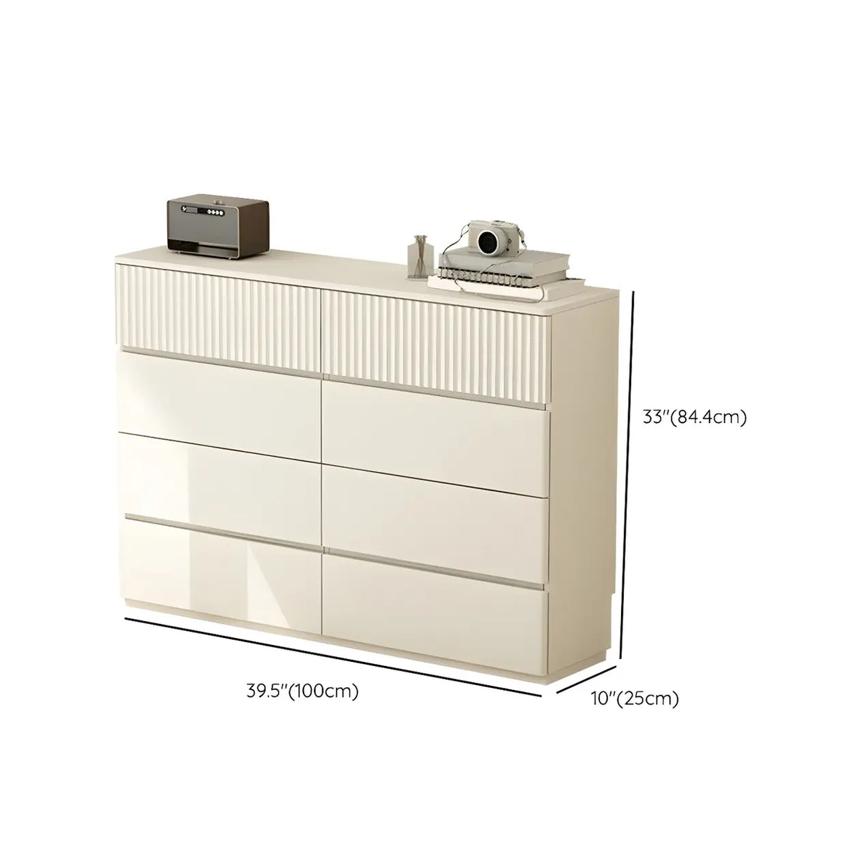 White Wood Horizontal Dresser with Drawers for Bedroom Image - 24