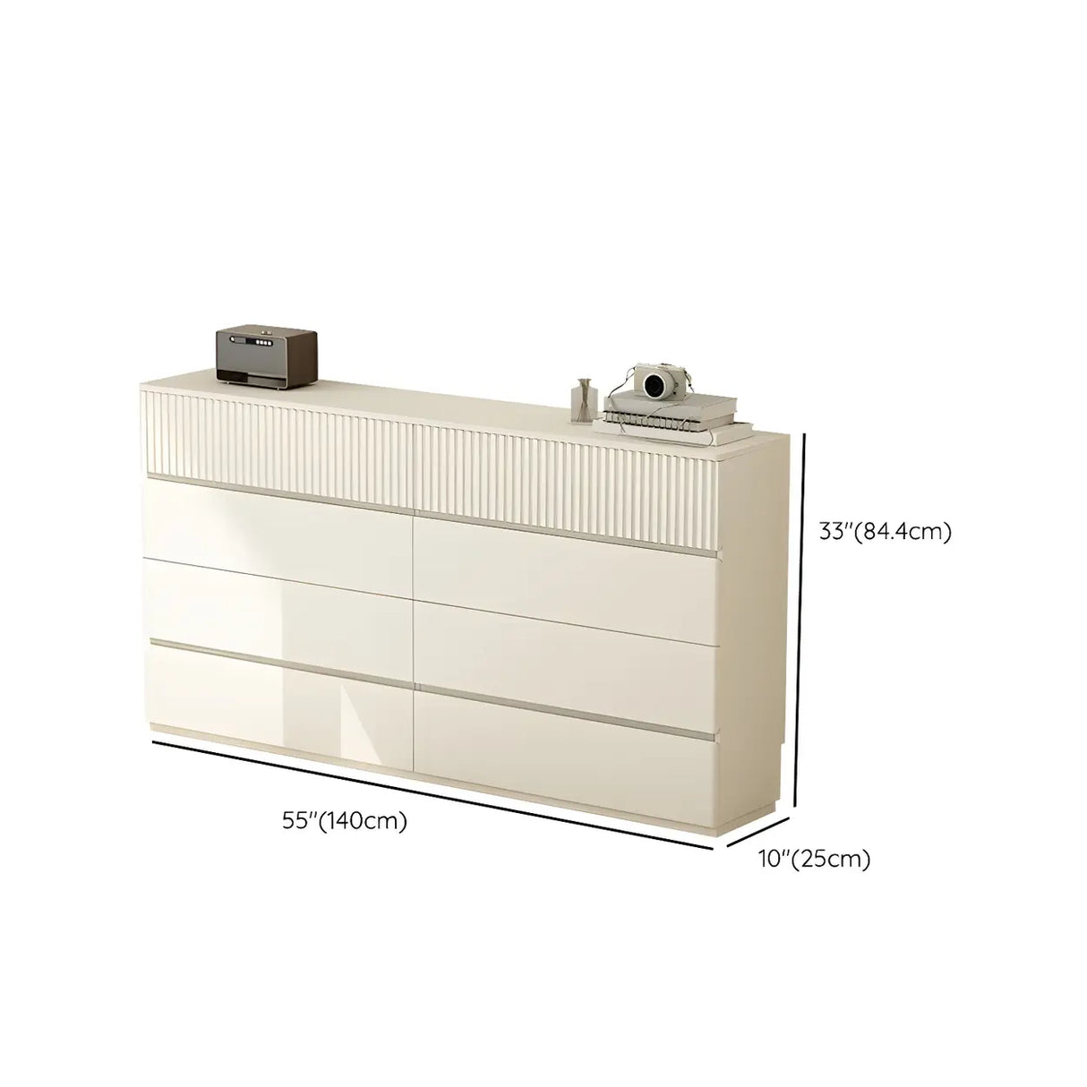 White Wood Horizontal Dresser with Drawers for Bedroom Image - 26