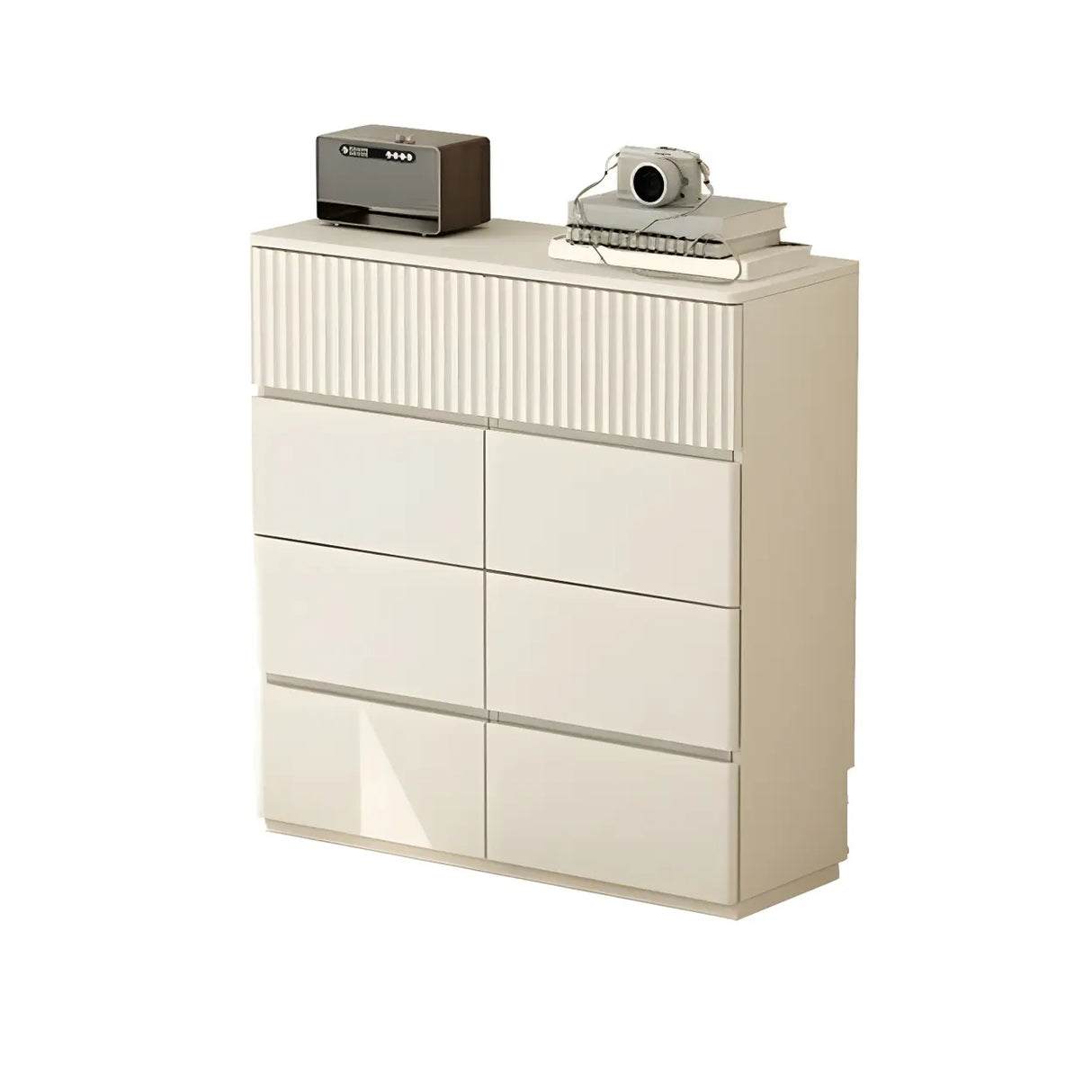 White Wood Horizontal Dresser with Drawers for Bedroom Image - 2