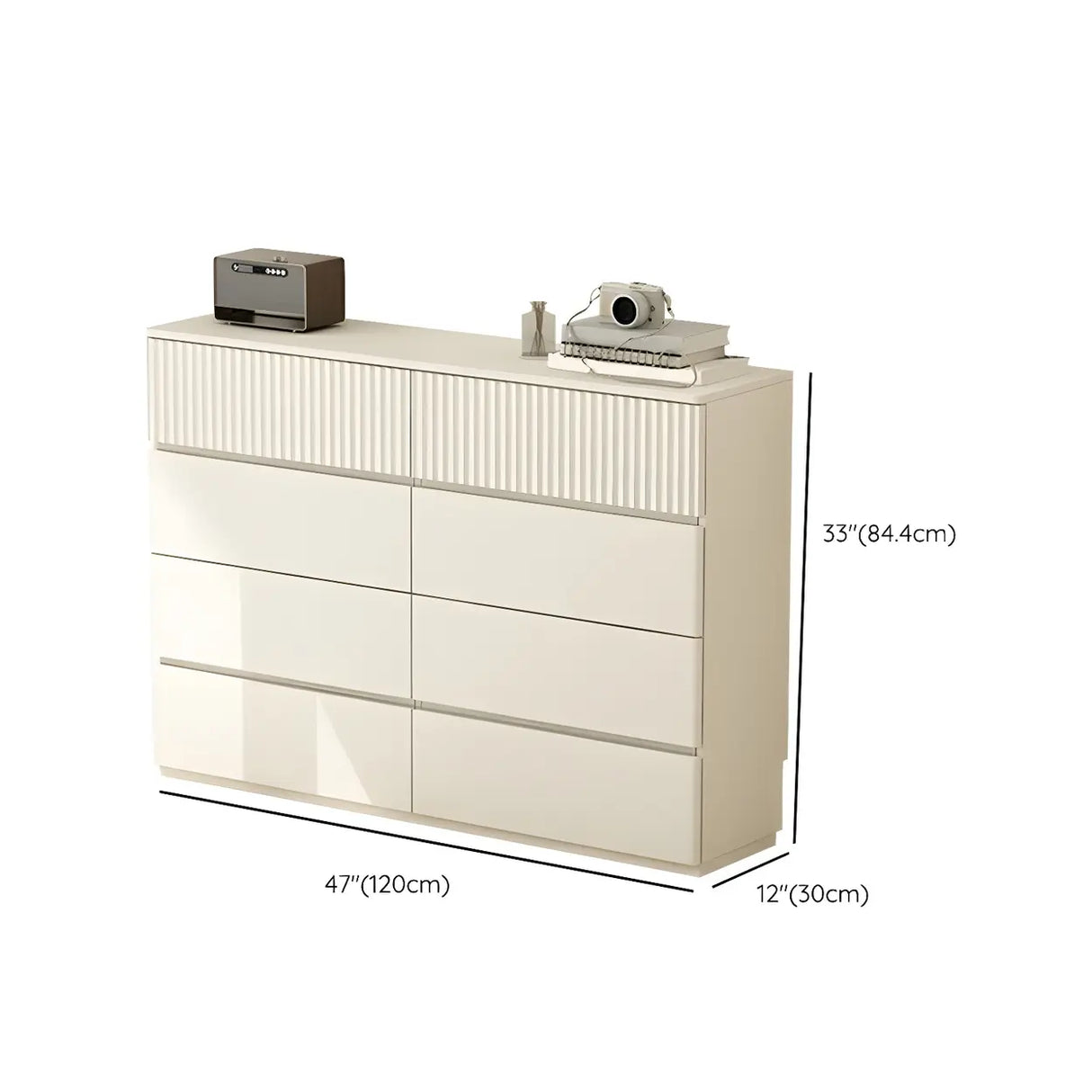 White Wood Horizontal Dresser with Drawers for Bedroom Image - 30