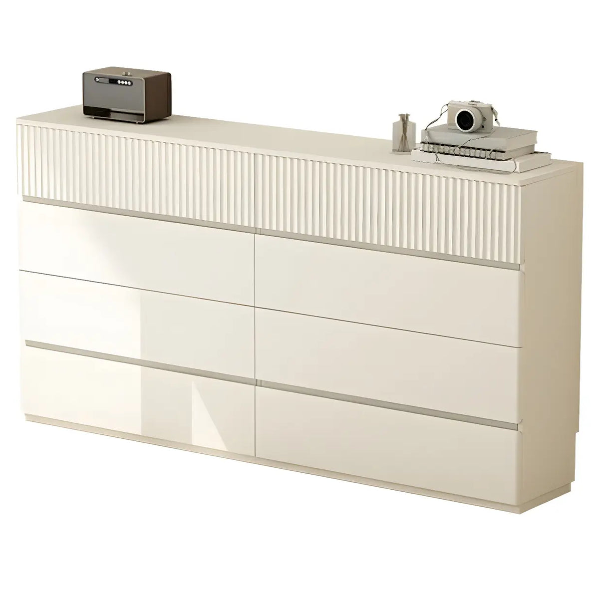 White Wood Horizontal Dresser with Drawers for Bedroom Image - 5