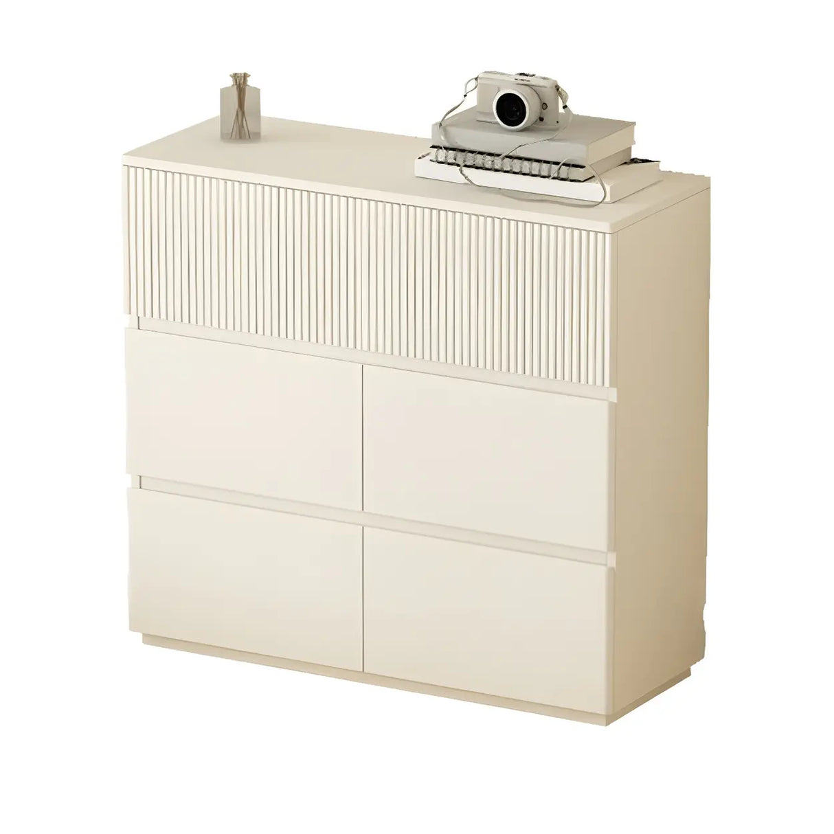 White Wood Horizontal Dresser with Drawers for Bedroom Image - 7