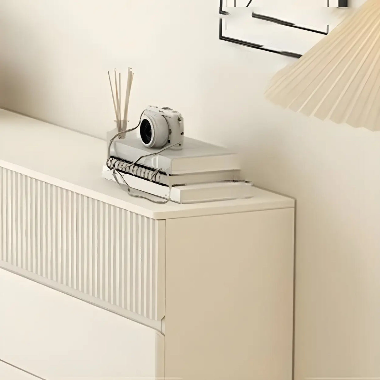 White Wood Horizontal Dresser with Drawers for Bedroom Image - 8