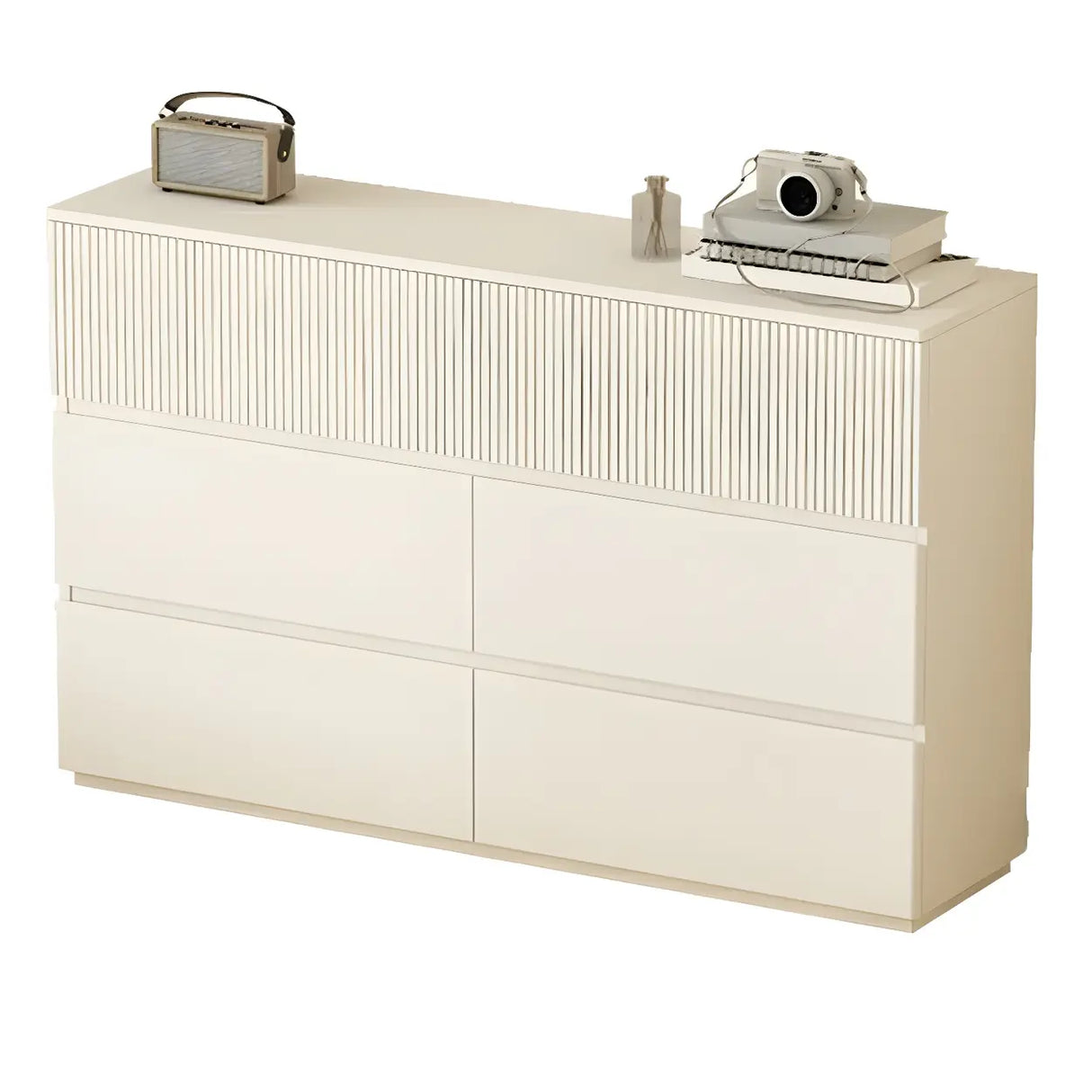 White Wood Horizontal Dresser with Drawers for Bedroom Image - 9