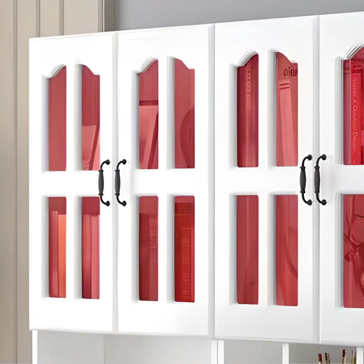 White Wood Kids Computer Desk with Cabinet and Shelves Image - 9