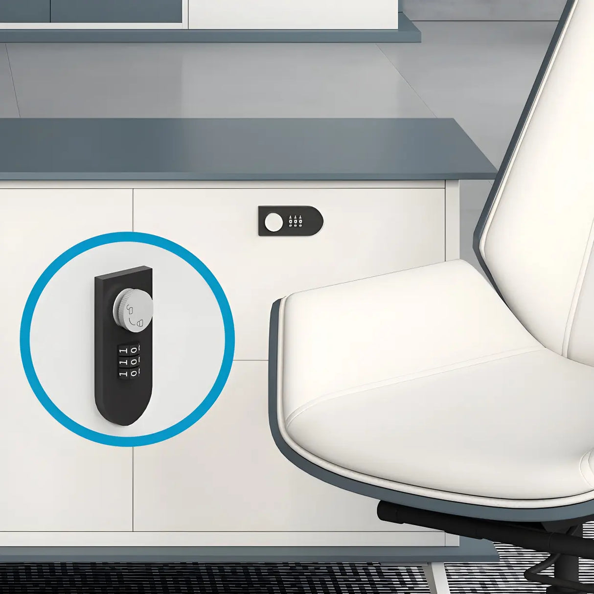 White Wood L-Shape Executive Desk with Cable Management Image - 8