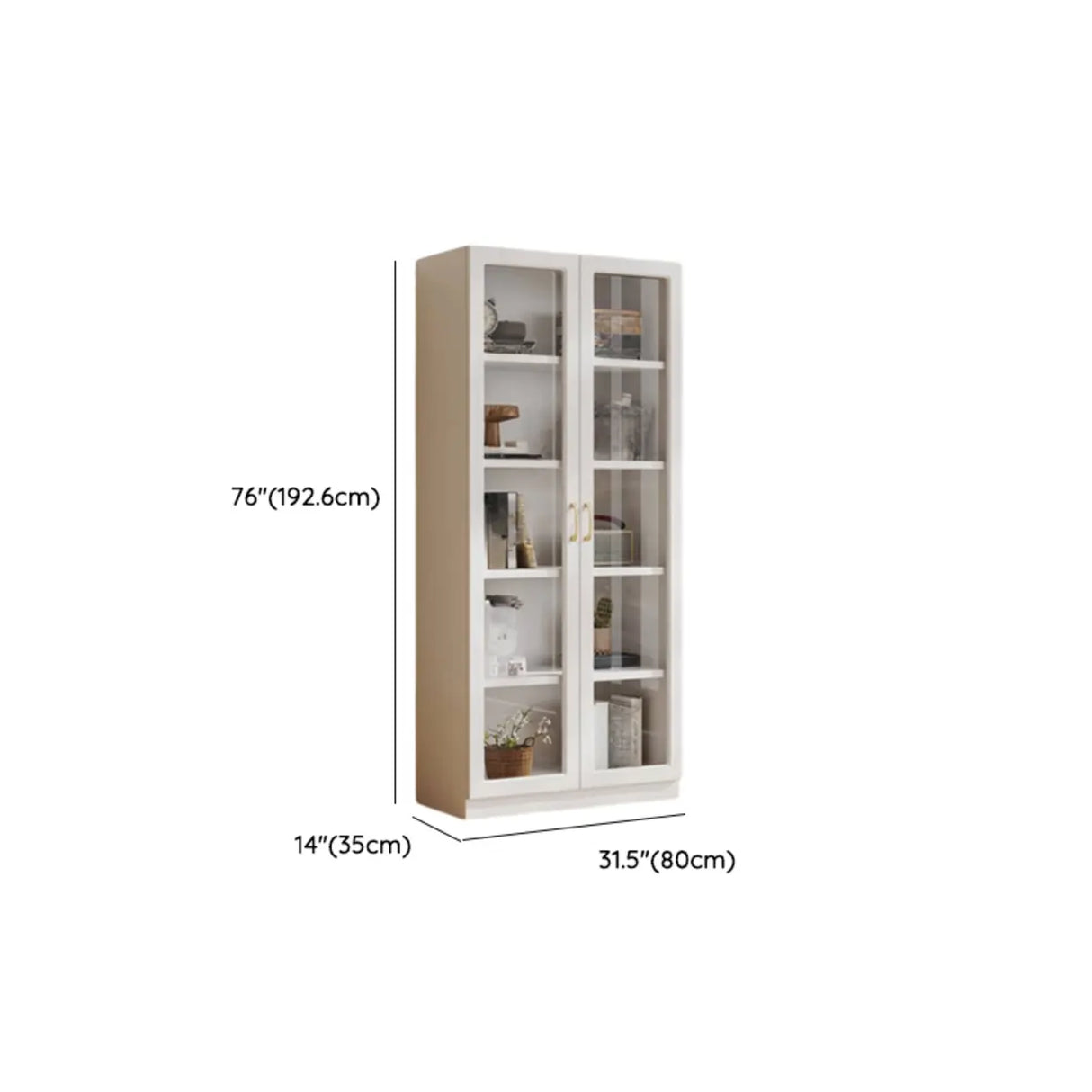 White Wood Living Room Standard Storage Display Cabinet Image - 20