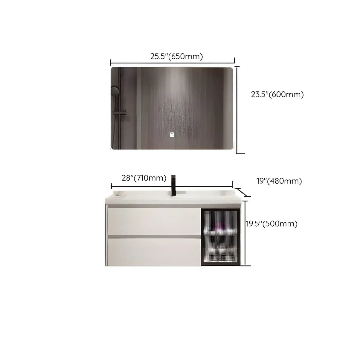 White Wood Modern Bathroom Vanity with Ceramic Top and Sink Image - 31