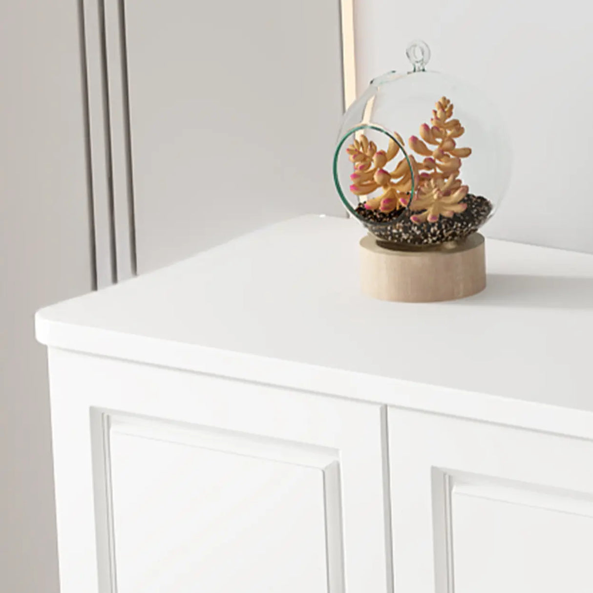 White Wood Open Storage Cabinet Rectangle TV Stand Image - 8