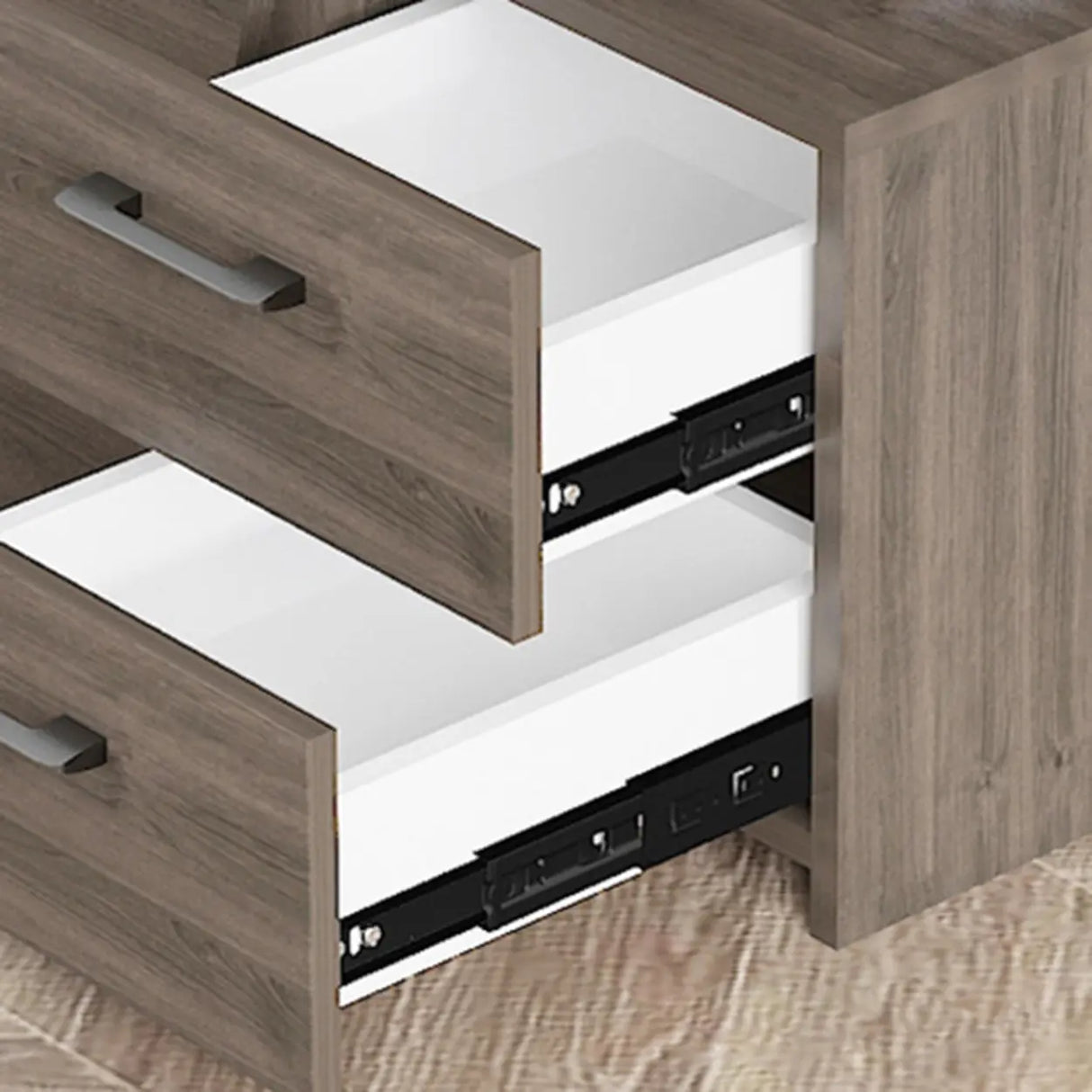 White Wood Open Storage Nightstand with 2 Drawers Shelf Image - 17