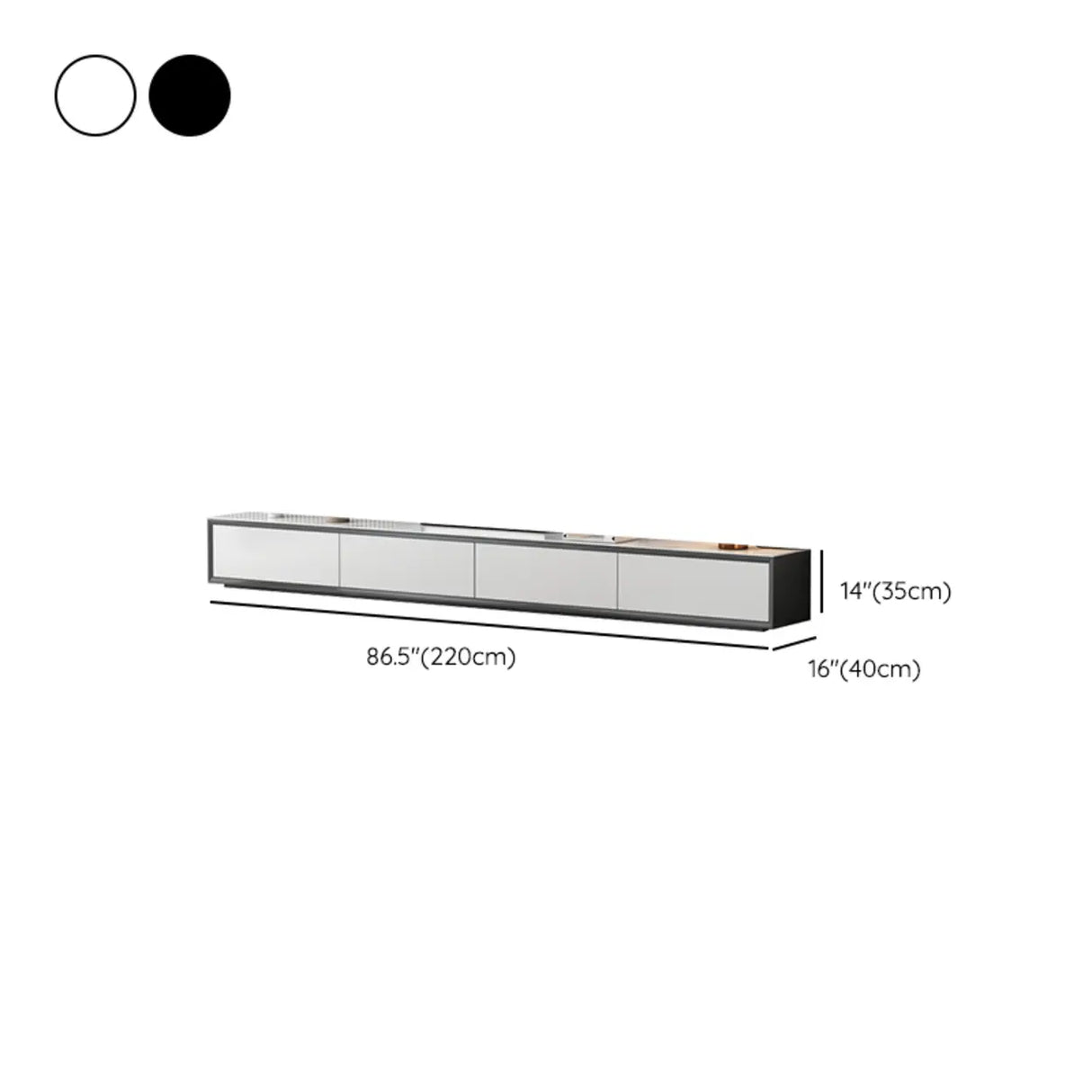 White Wood Slate Long TV Stand with Drawers Image - 9