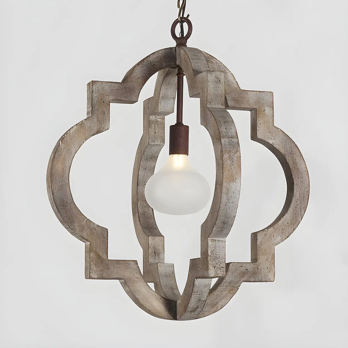 White Wood Small Candle Geometric Foyer Chandelier Image - 6
