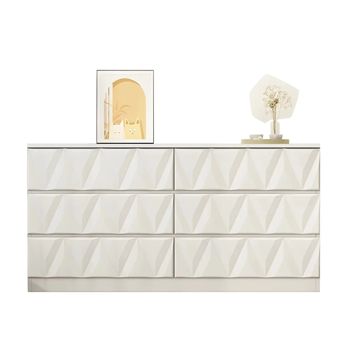 White Wood Soft-Close Drawers Dresser Chest Image - 11