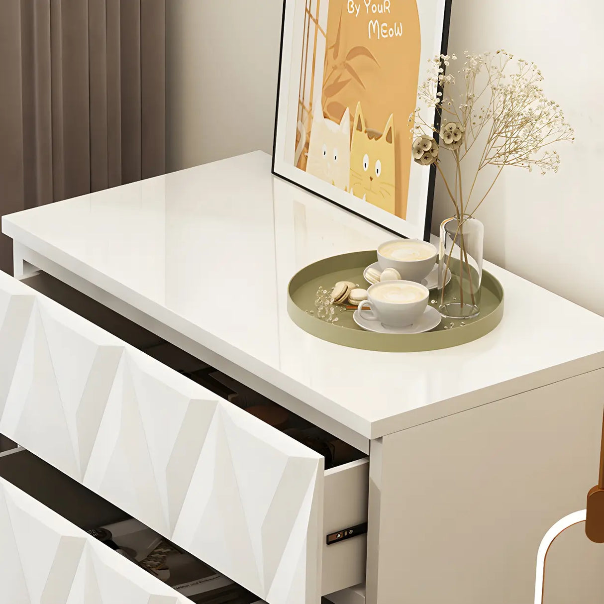 White Wood Soft-Close Drawers Dresser Chest Image - 12