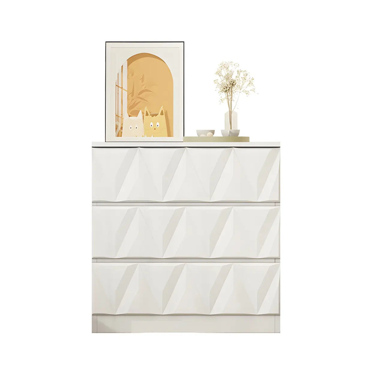 White Wood Soft-Close Drawers Dresser Chest Image - 2