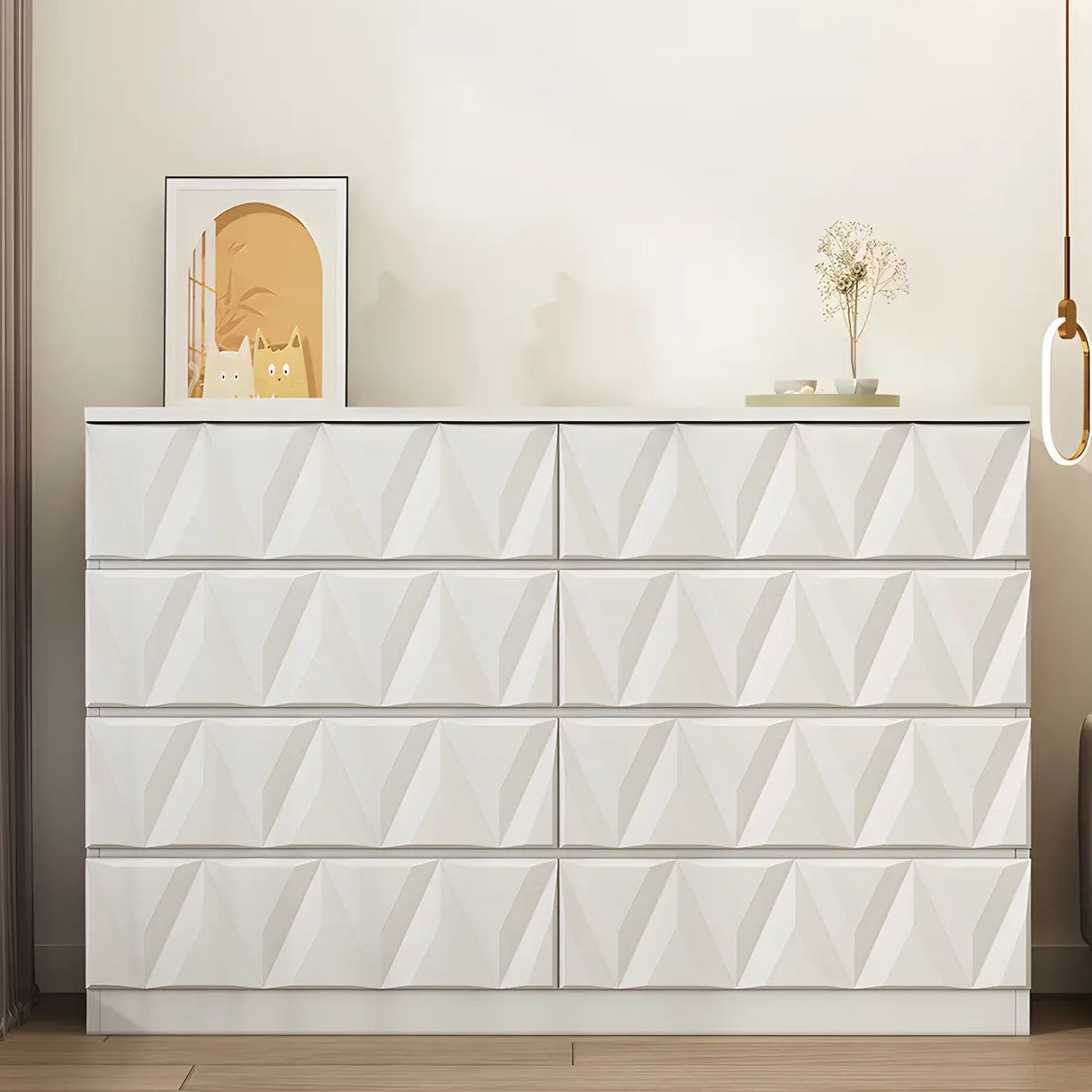 White Wood Soft-Close Drawers Dresser Chest Image - 6