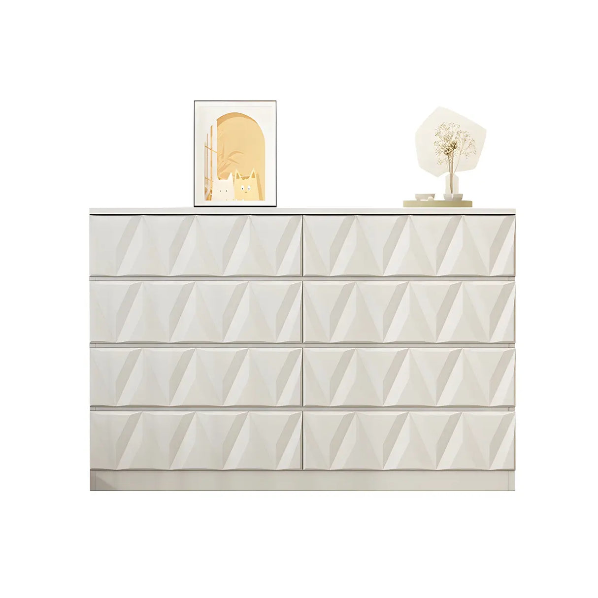 White Wood Soft-Close Drawers Dresser Chest Image - 7