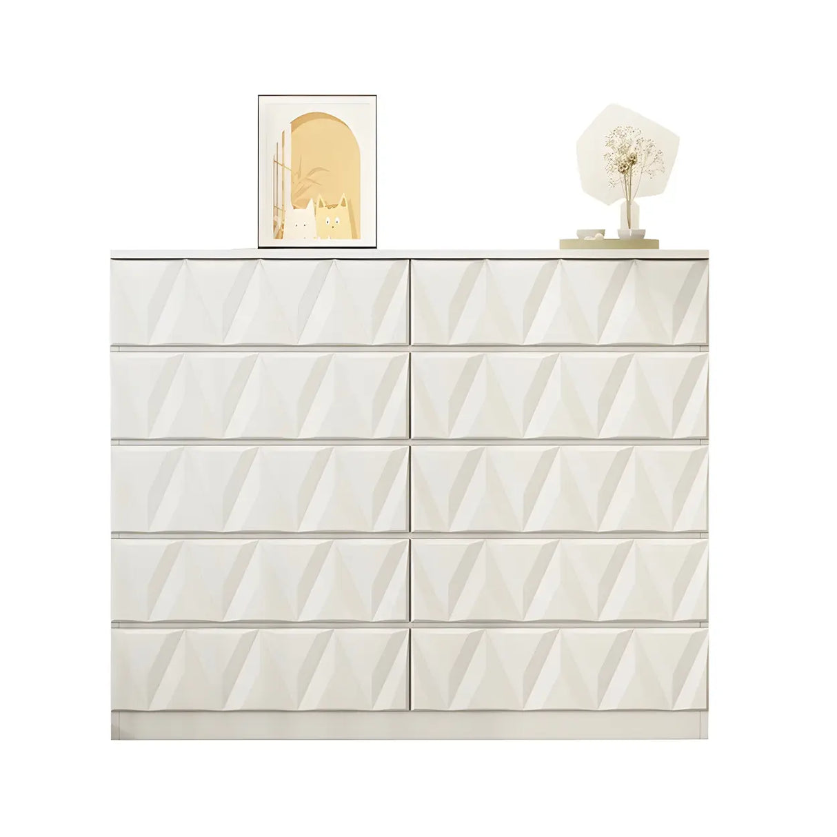 White Wood Soft-Close Drawers Dresser Chest Image - 9