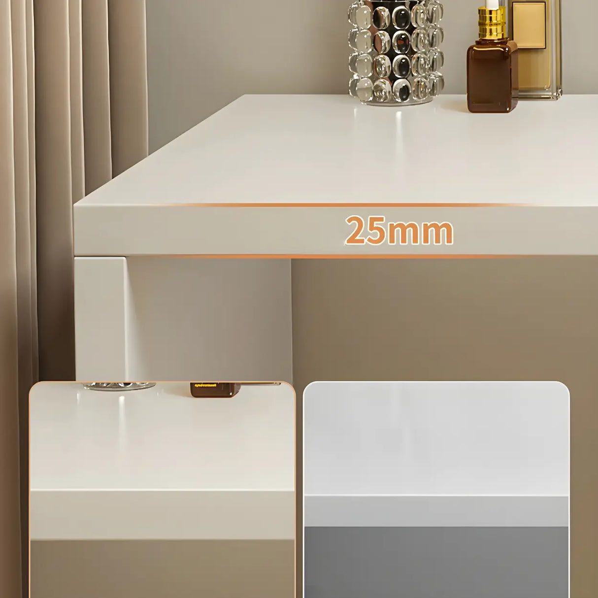 White Wood Width Standard Makeup Vanity with Drawers Image - 14