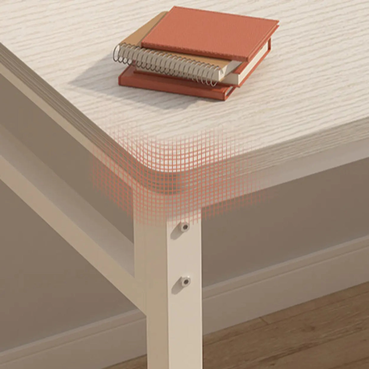 White Wooden Computer Desk with Storage Image - 6