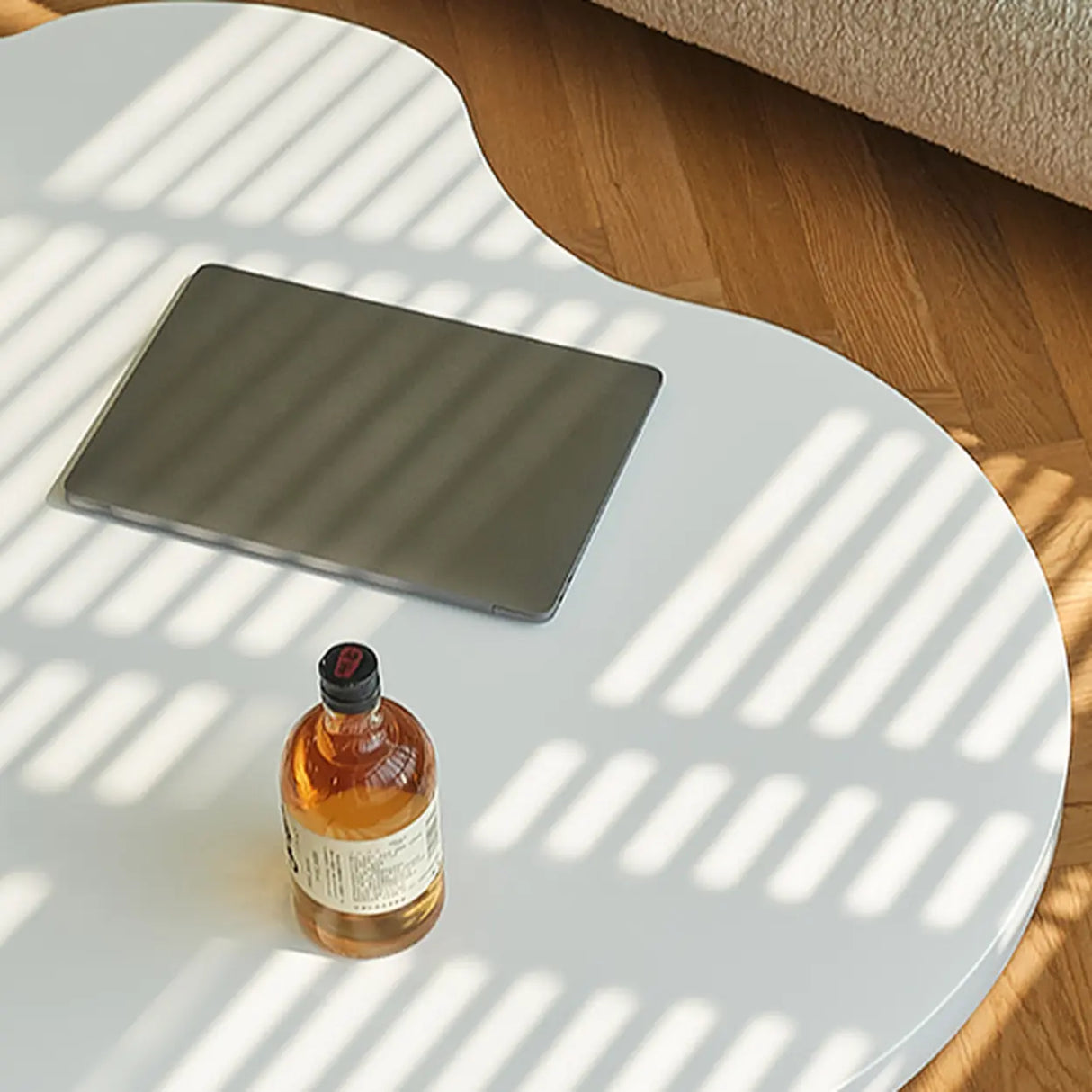 White Wooden Free Form Coffee Table with Four Legs Image - 6