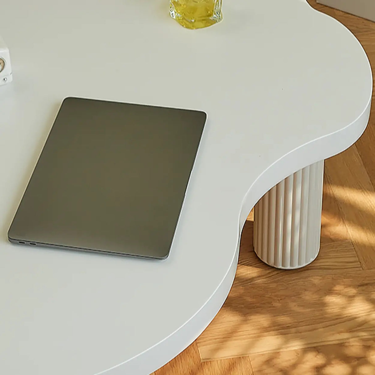 White Wooden Free Form Coffee Table with Four Legs Image - 8