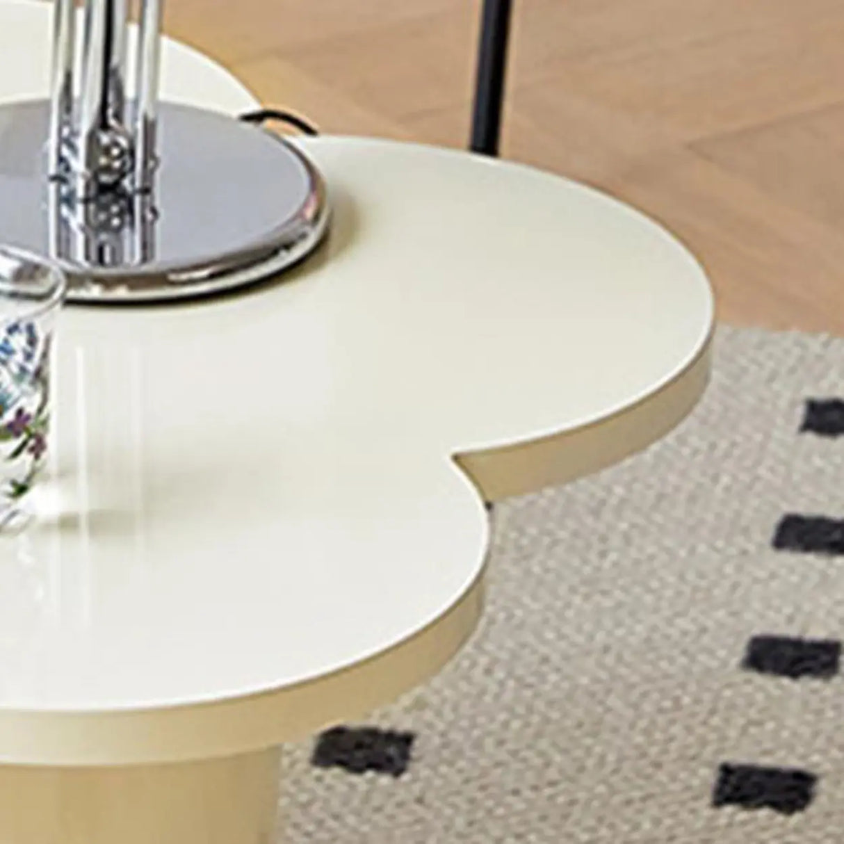 White Wooden Free Form Flower Shape Coffee Table Image - 10