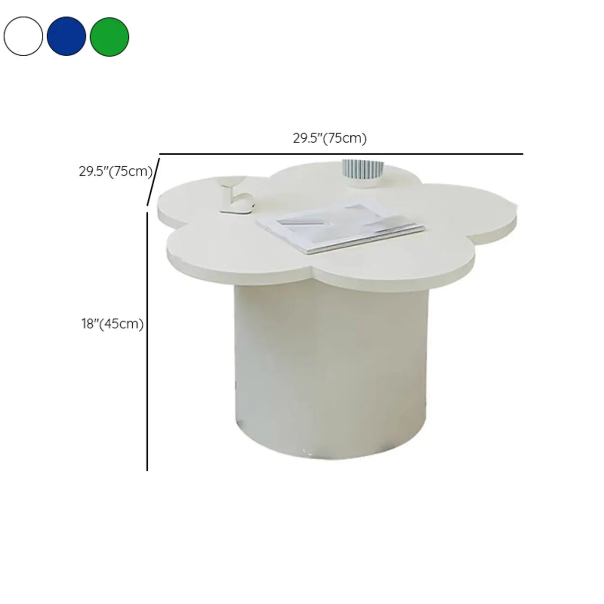 White Wooden Free Form Flower Shape Coffee Table Image - 15