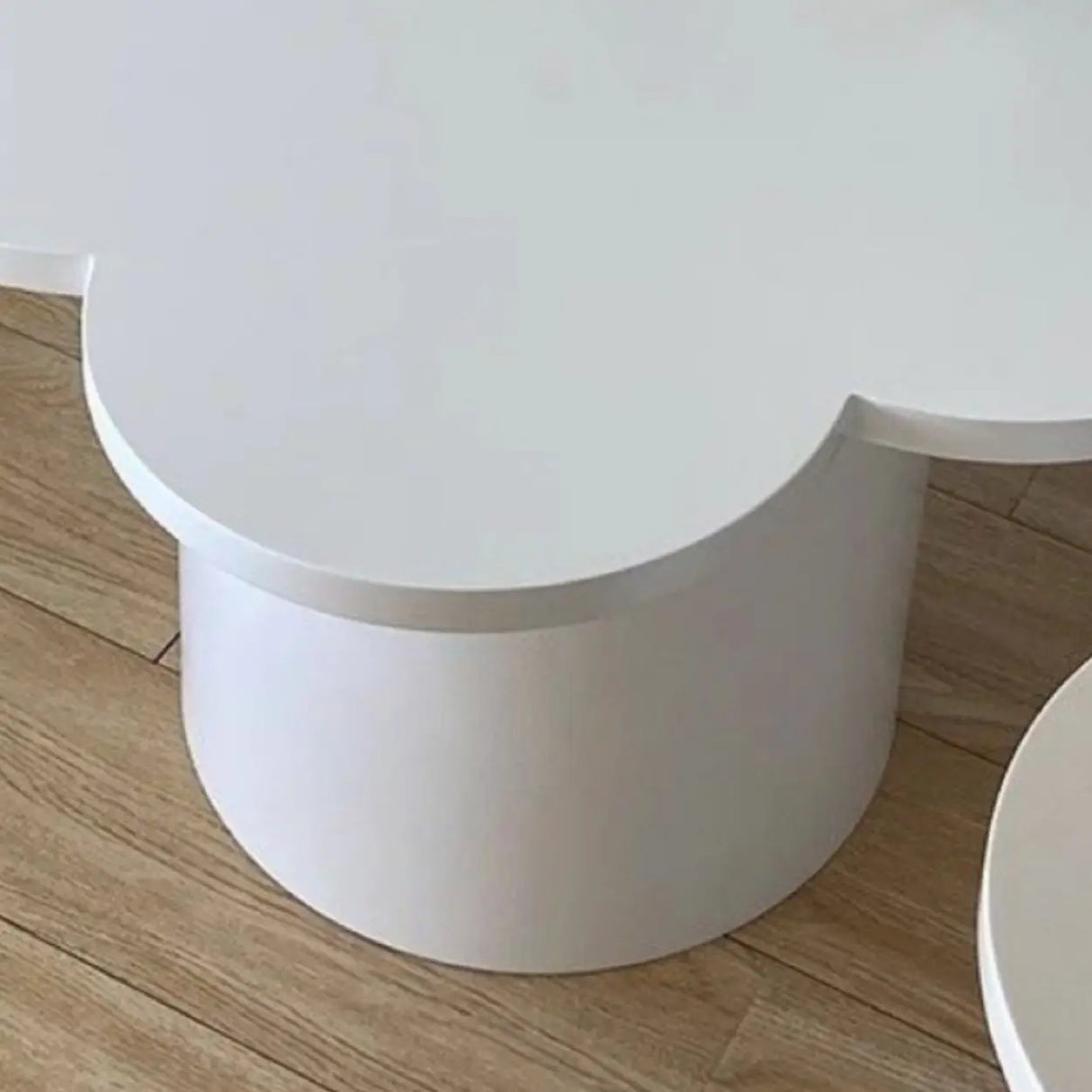 White Wooden Free Form Flower Shape Coffee Table Image - 3