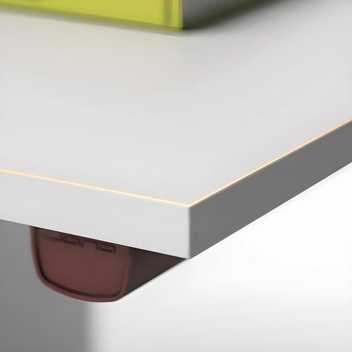 White Wooden L-Shape Red Base Executive Desk Image - 10