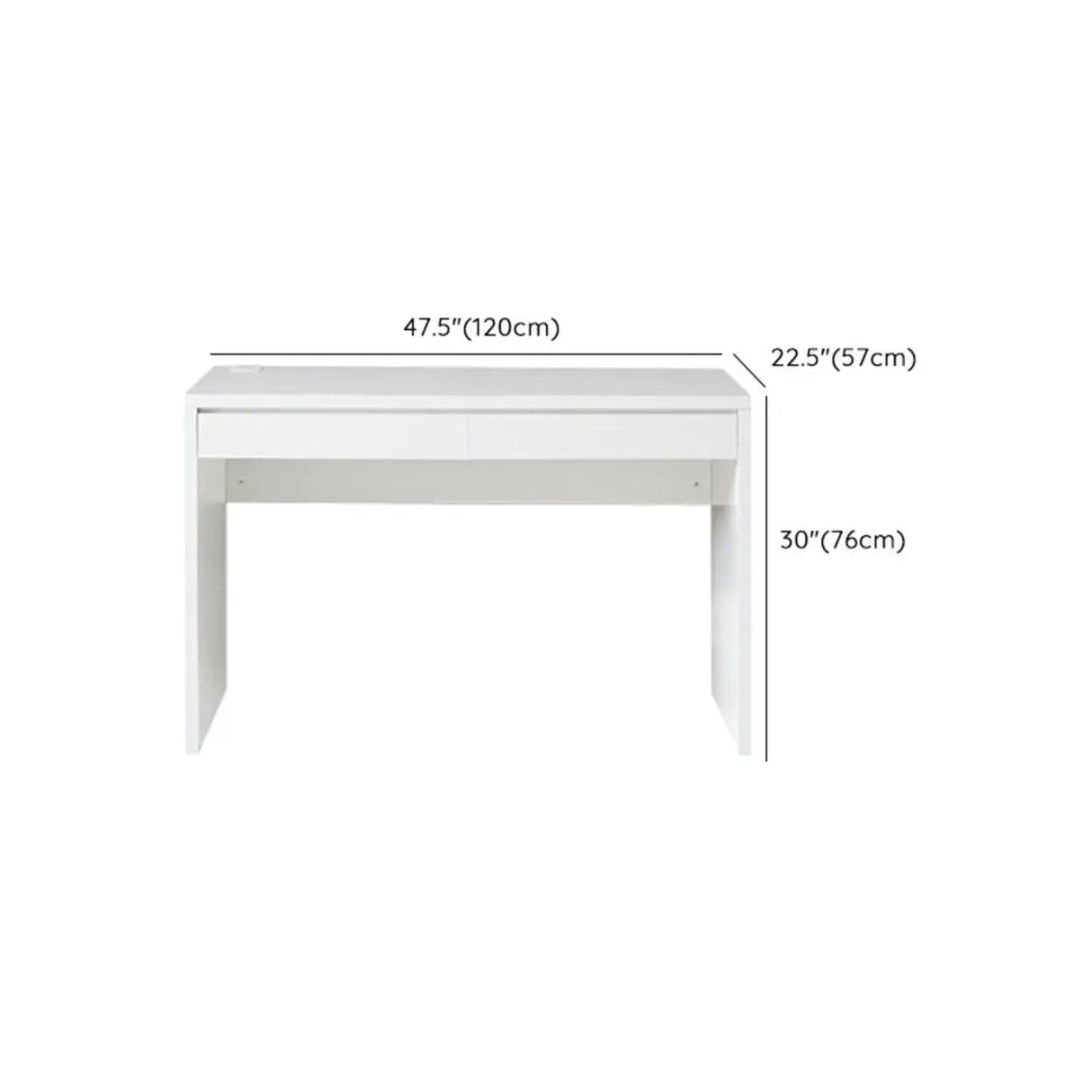 White Wooden Rectangular Single Desk with Drawers Image - 14
