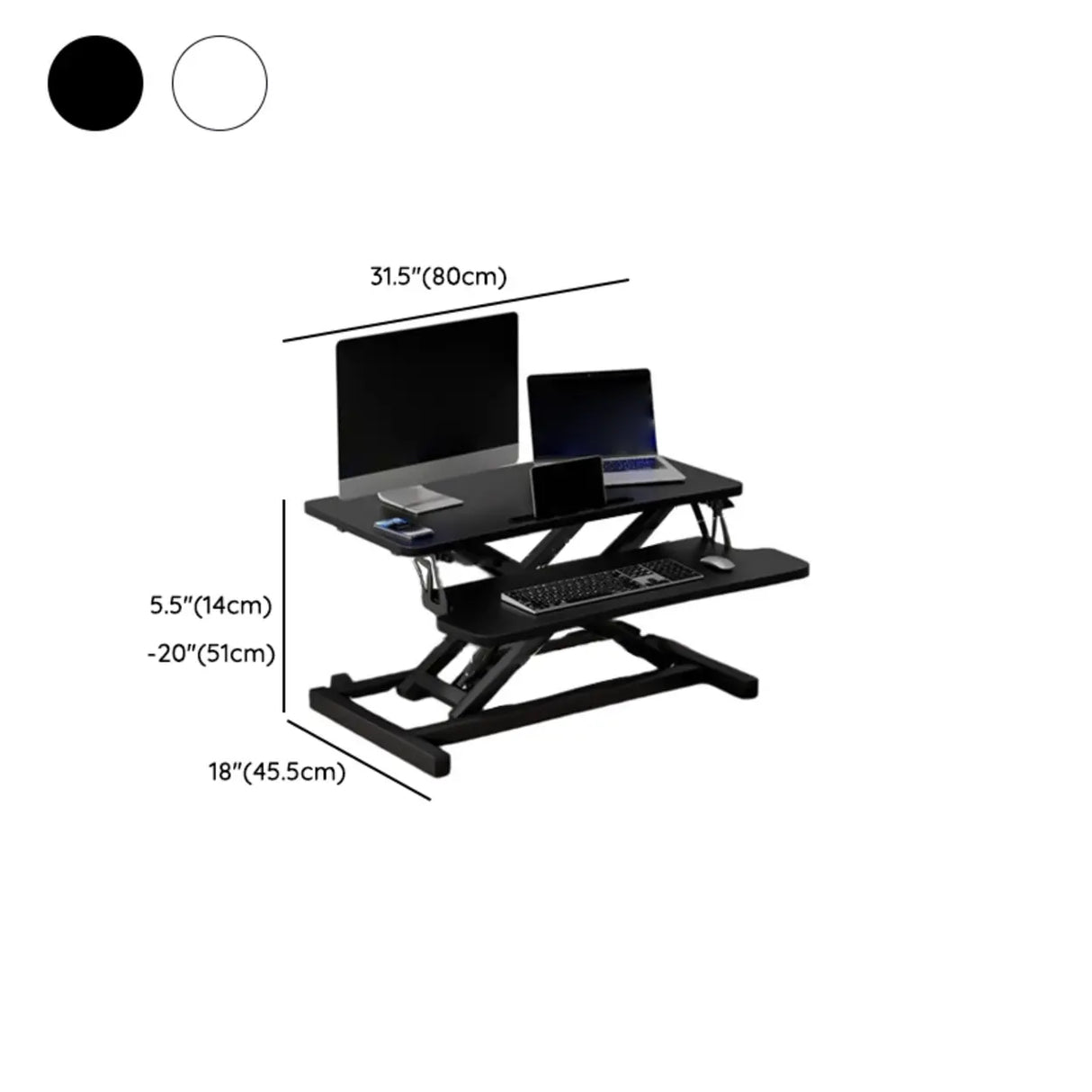 White Wooden Small Adjustable Standing Desk Converter