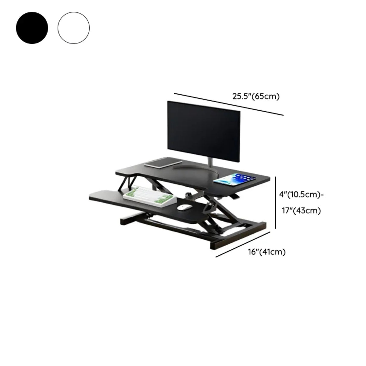 White Wooden Small Adjustable Standing Desk Converter Image - 16