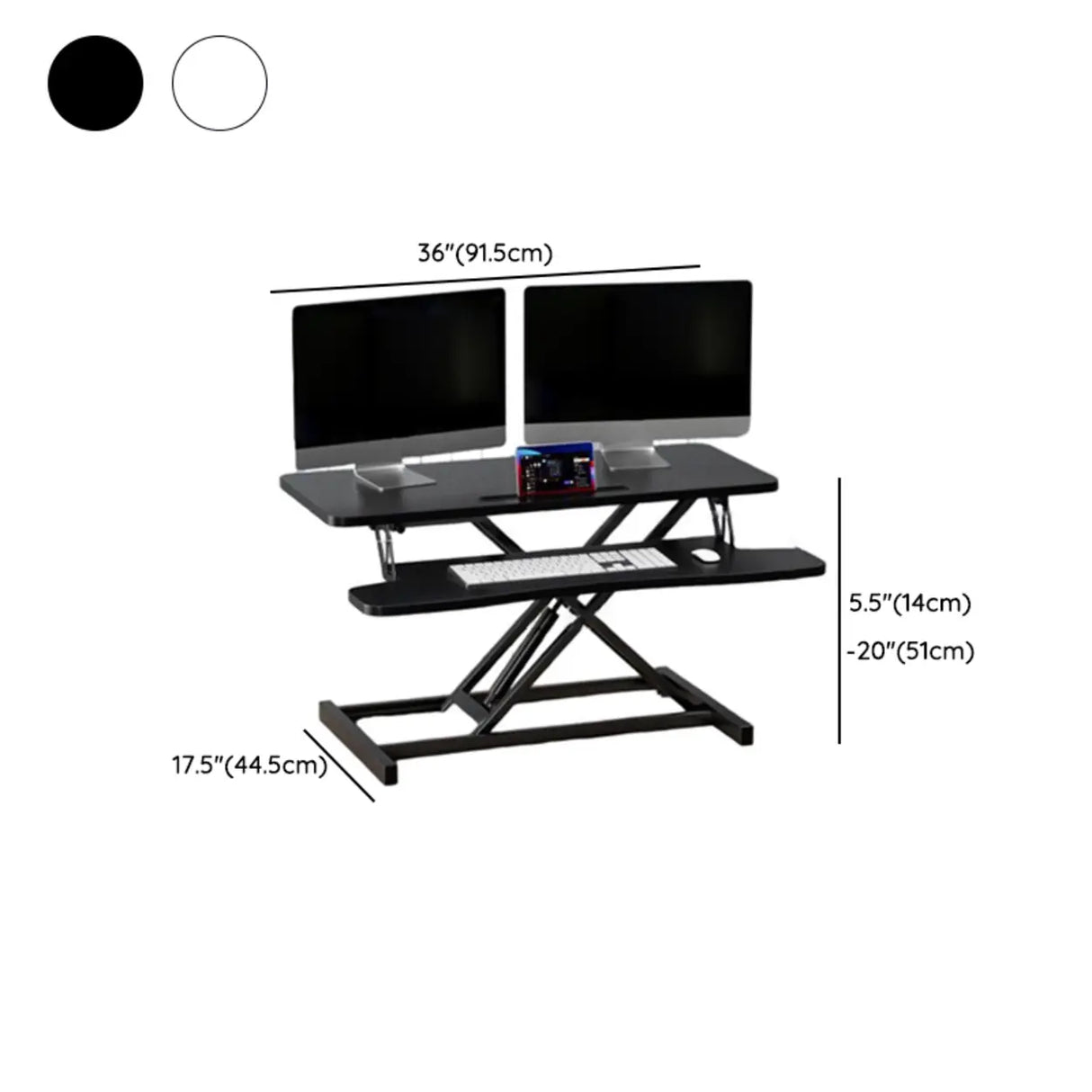 White Wooden Small Adjustable Standing Desk Converter Image - 17