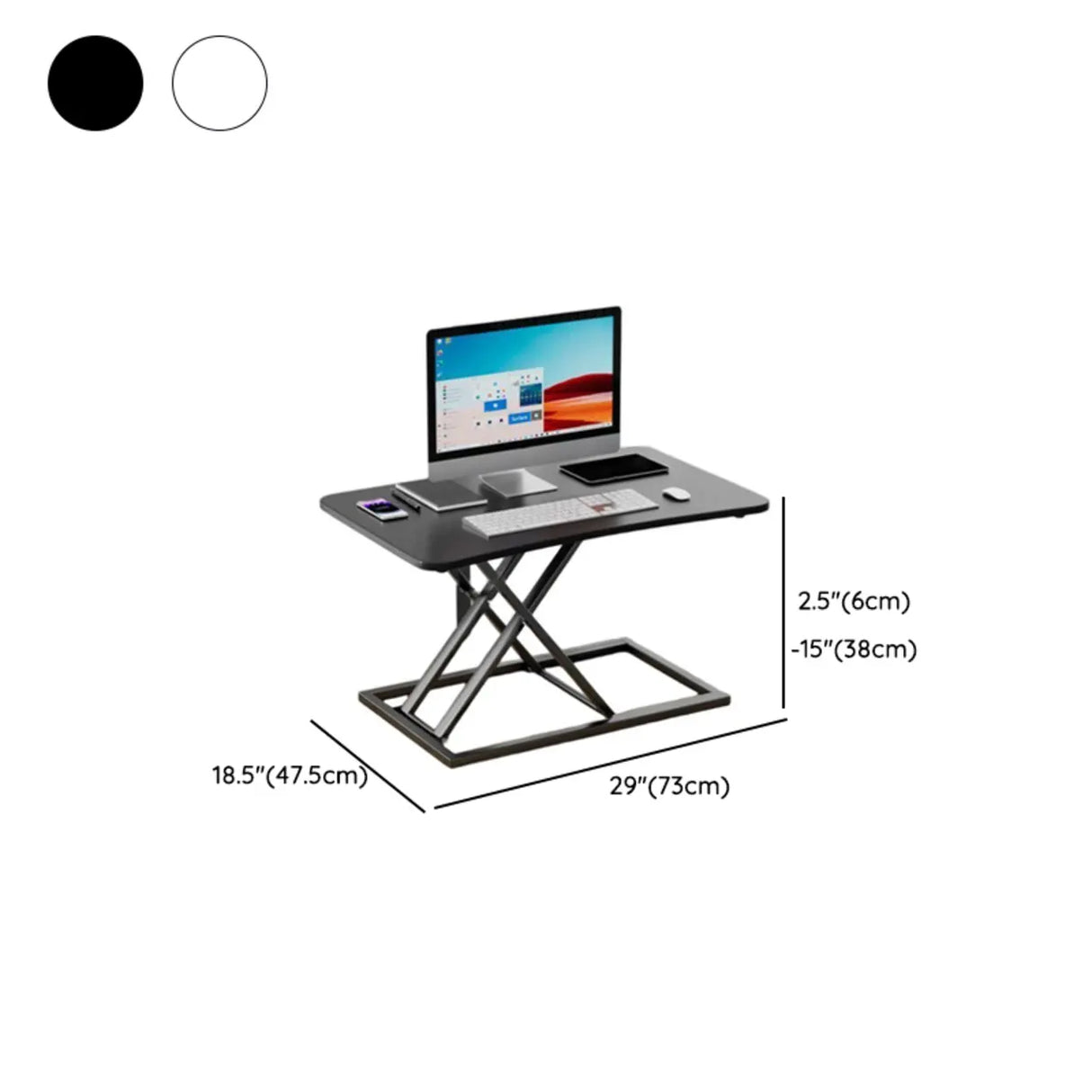 White Wooden Small Adjustable Standing Desk Converter Image - 18