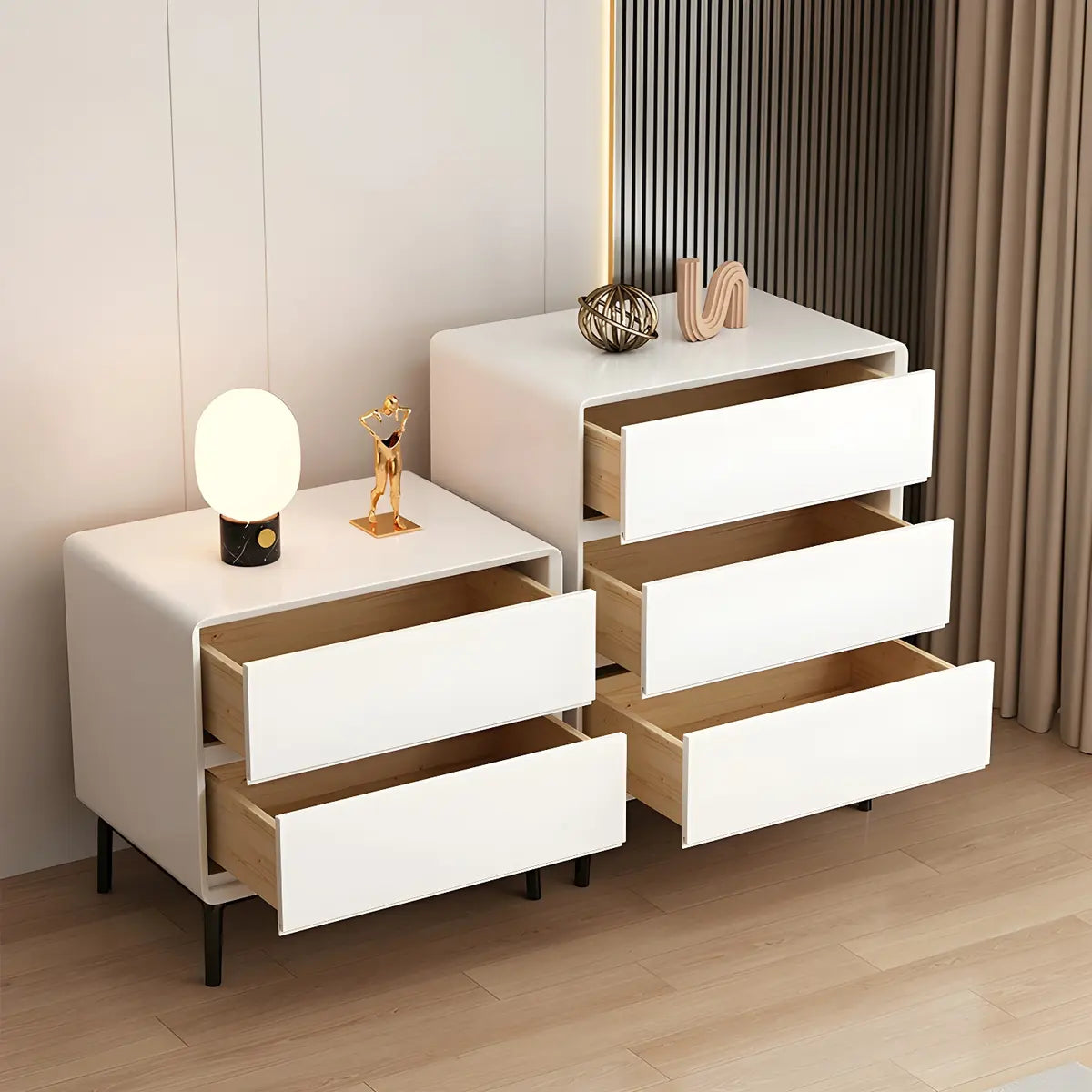 White Wooden Space-Saving Vertical Drawer Bachelor Chest Image - 1
