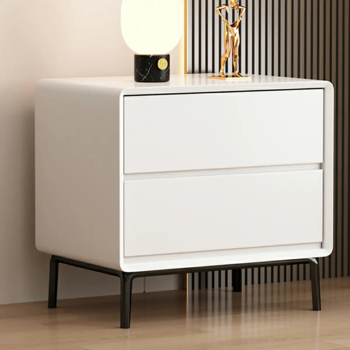 White Wooden Space-Saving Vertical Drawer Bachelor Chest Image - 4