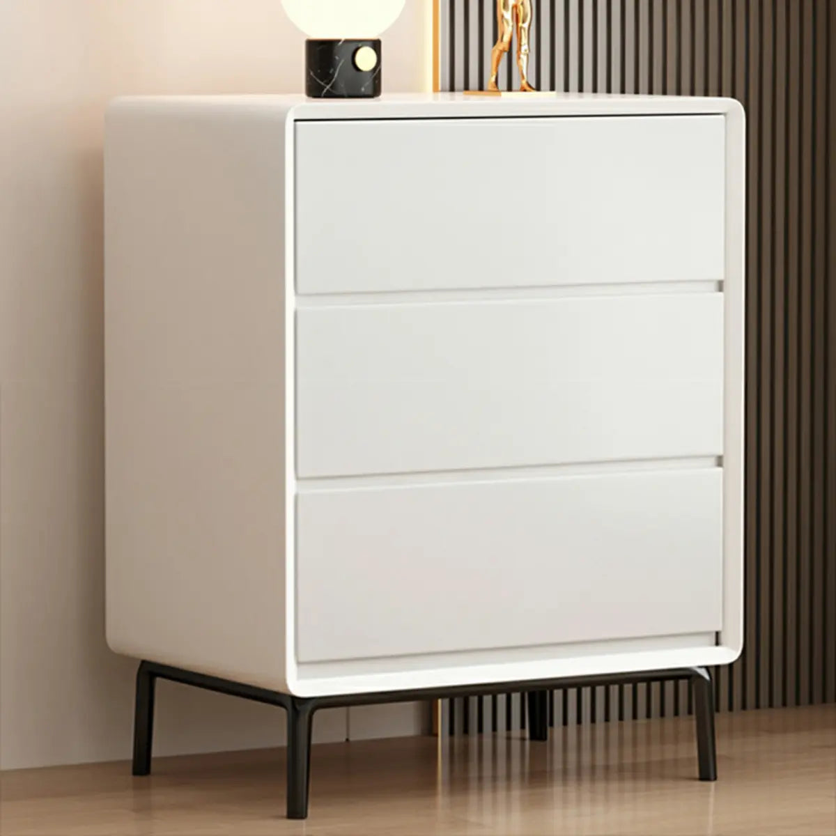 White Wooden Space-Saving Vertical Drawer Bachelor Chest Image - 6