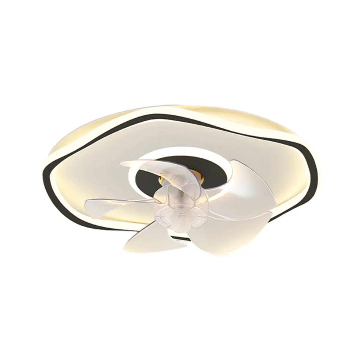 Flush Round Wave Modern Remote Ceiling Fan with Light Image - 5