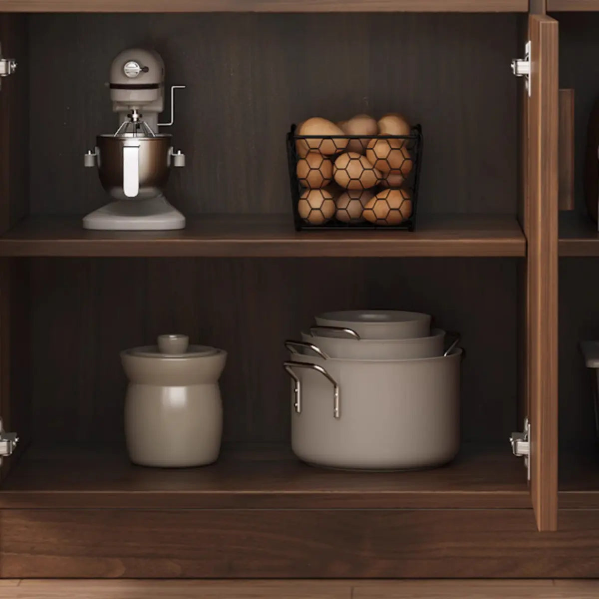 Wide Slab Wood Brown Shelves Sideboard with 3 Drawers Image - 10