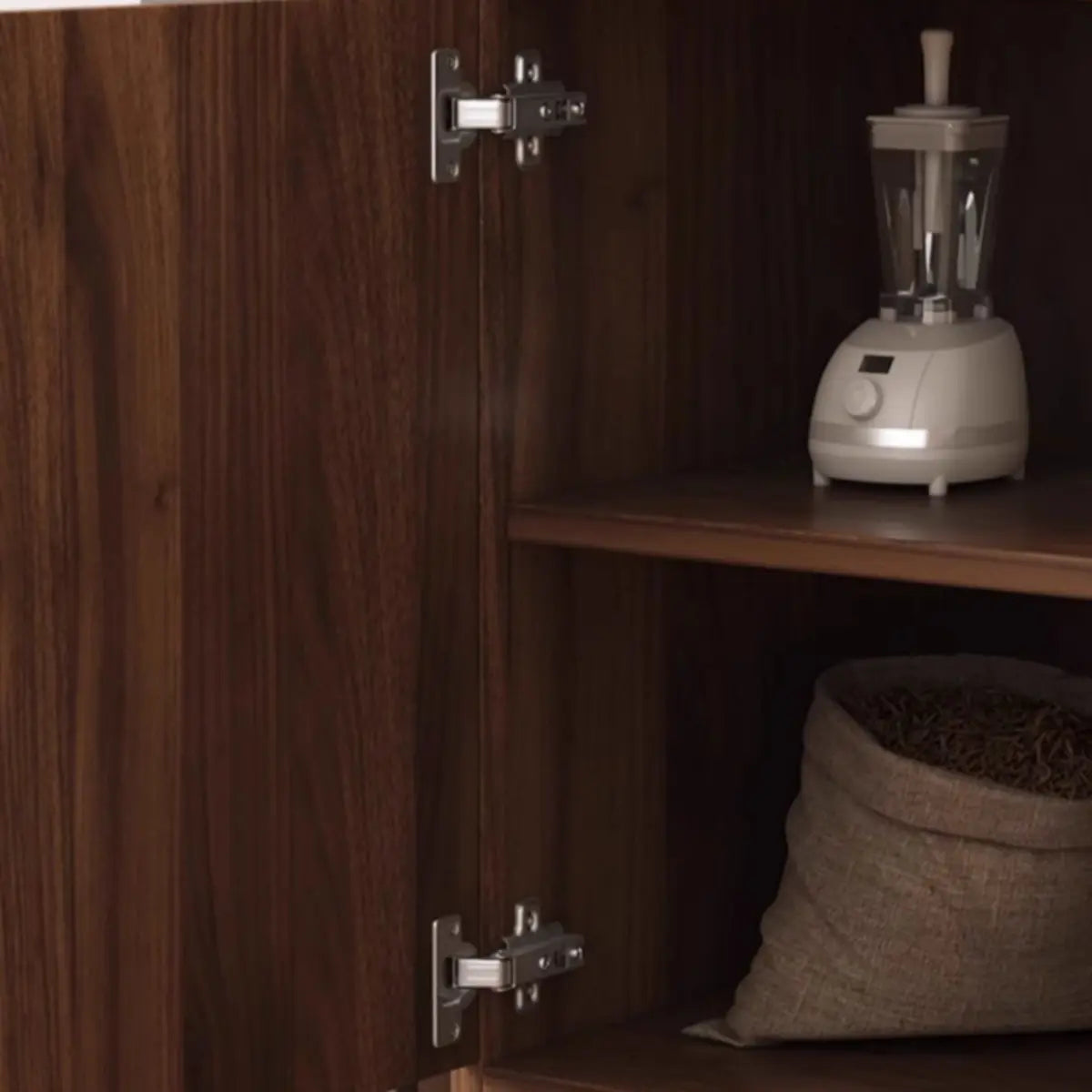 Wide Slab Wood Brown Shelves Sideboard with 3 Drawers Image - 6