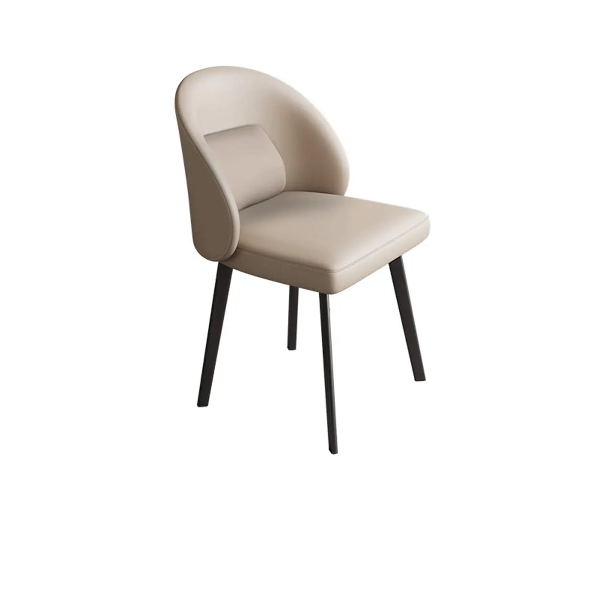 Wingback Leather Round Upholstered Dining Chair Beige Image - 5
