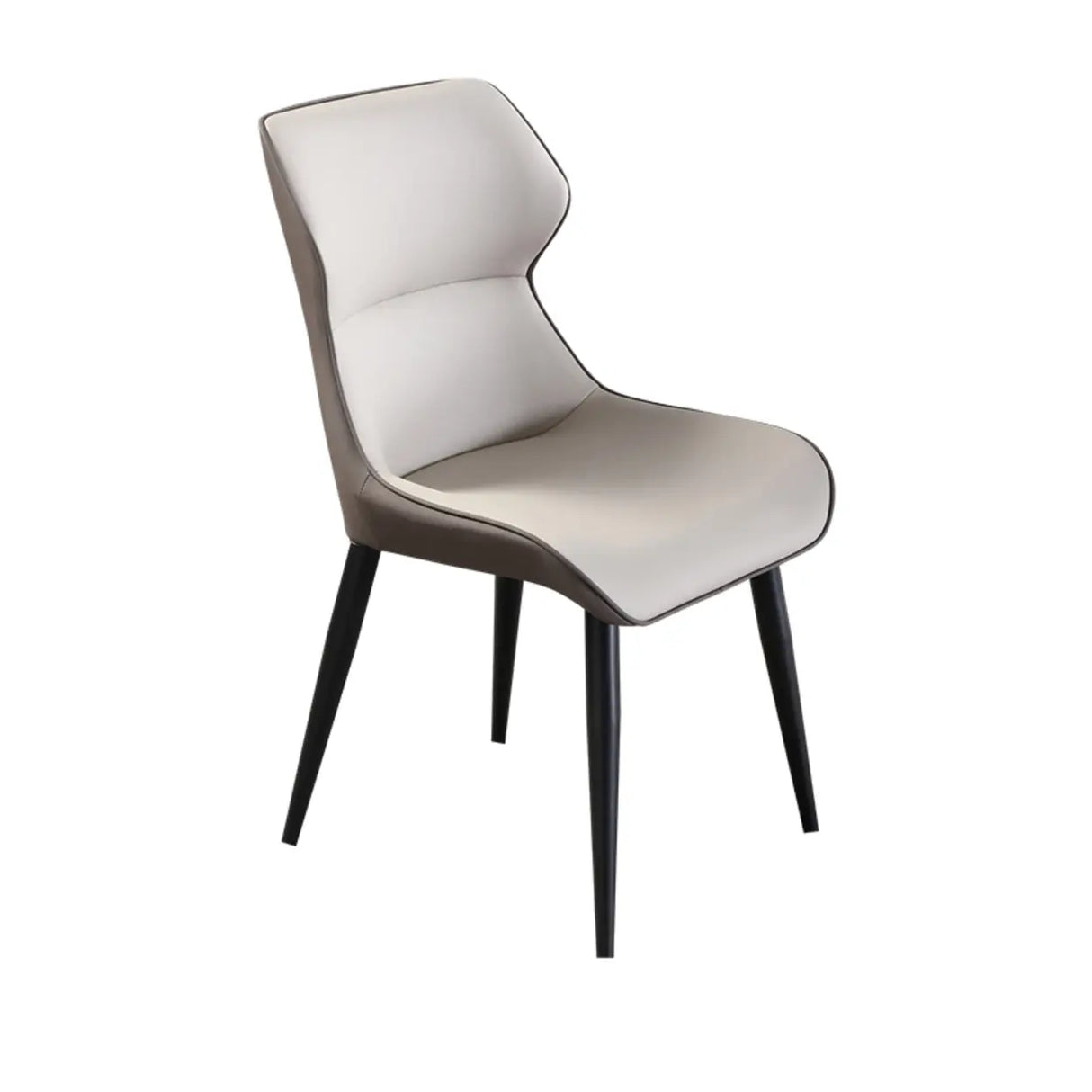 Wingback Leather Upholstered Armless Metal Dining Chair Image - 2